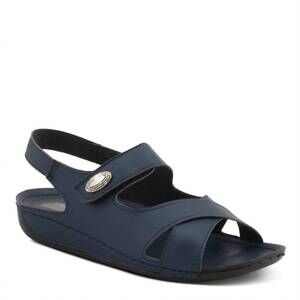 NEW FLEXUS women's faux leather cushioned sandal in navy